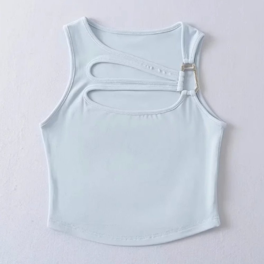 cropped cut-out tank top with ring detail Y2K